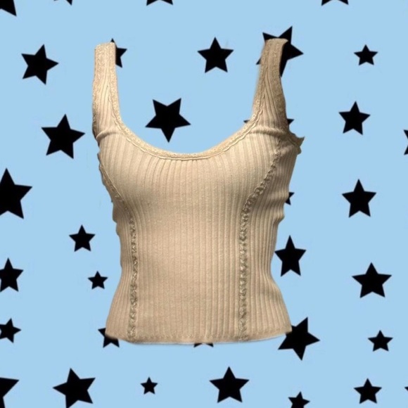 Free People Tops - Vintage rare find fitted ribbed lace tank top